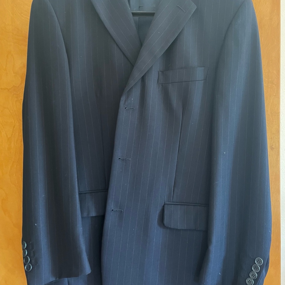 Classic Navy Pinstripe Men's Suit